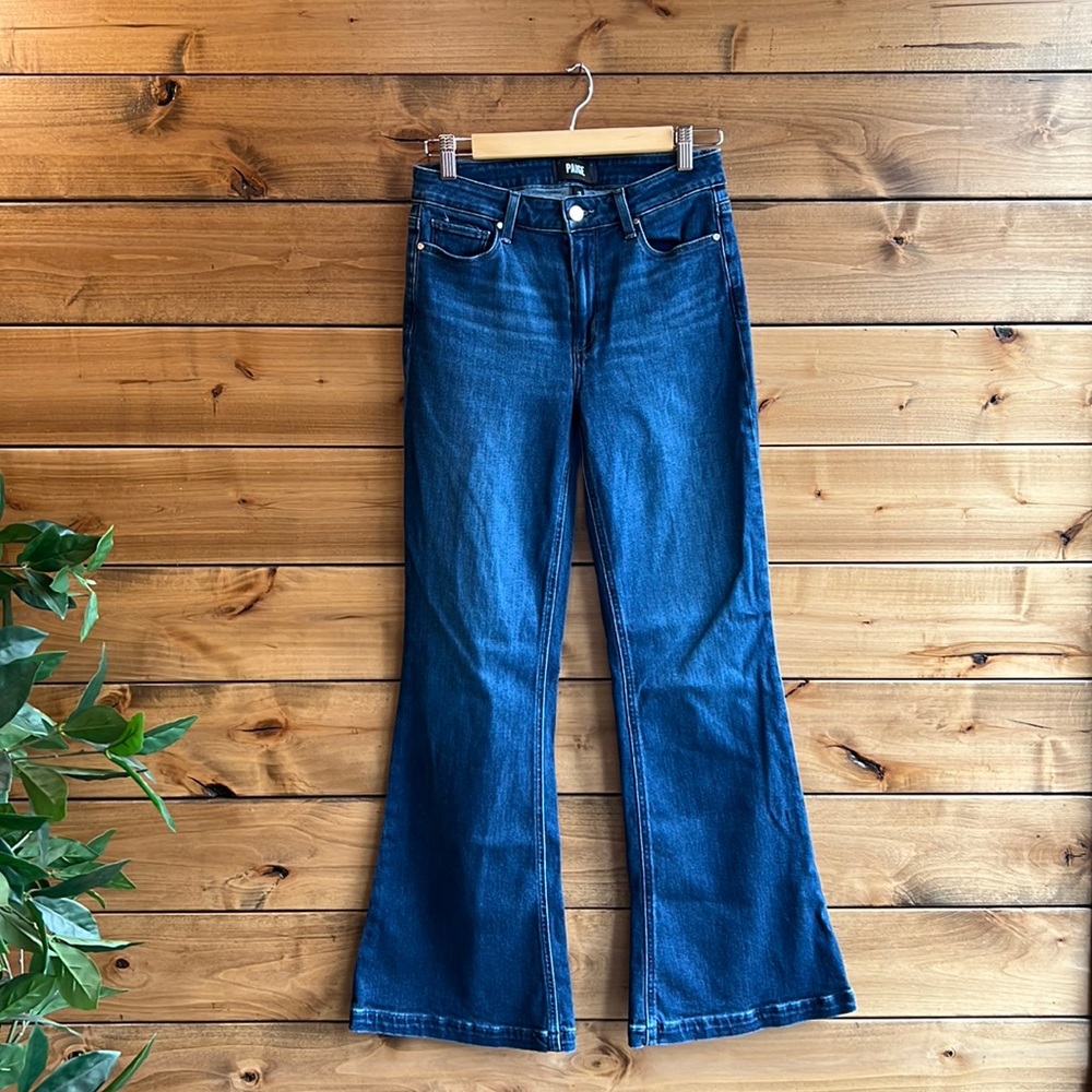 PAIGE Women's Flare Jeans in Dark Blue
